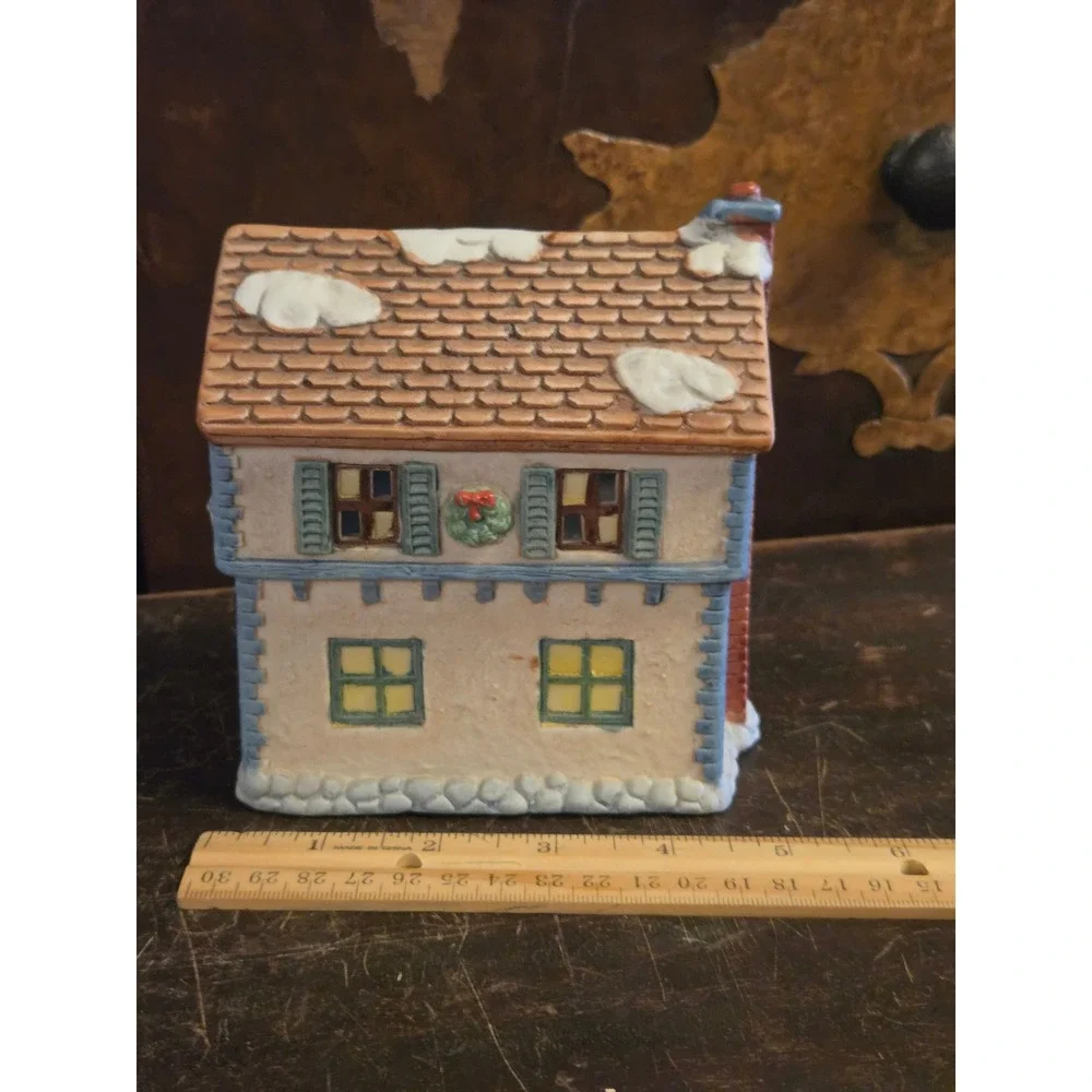 Americana Porcelain Collectible Cobbler Christmas Village House with Light Cord